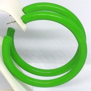 🌟SOLD🌟 😍HP😍 Green Acrylic Hoop Earrings Large 2.5 Inch 80s retro